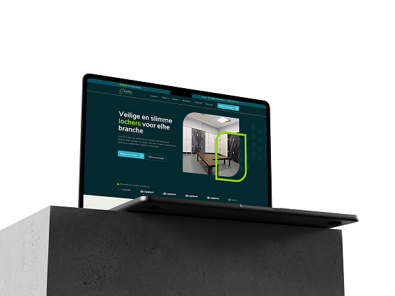 Website van Lockerspecialist op een laptopscherm